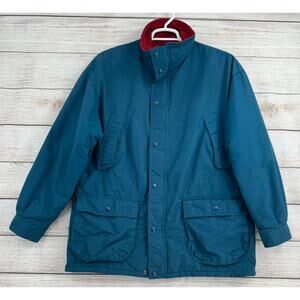 Vintage Cabelas Polartec Fleece Lined Cargo Jacket Mens Large Green Red
